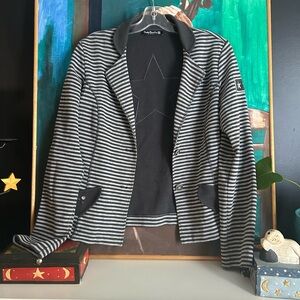 Gray Striped Boho Blazer with Star Detail Size 10